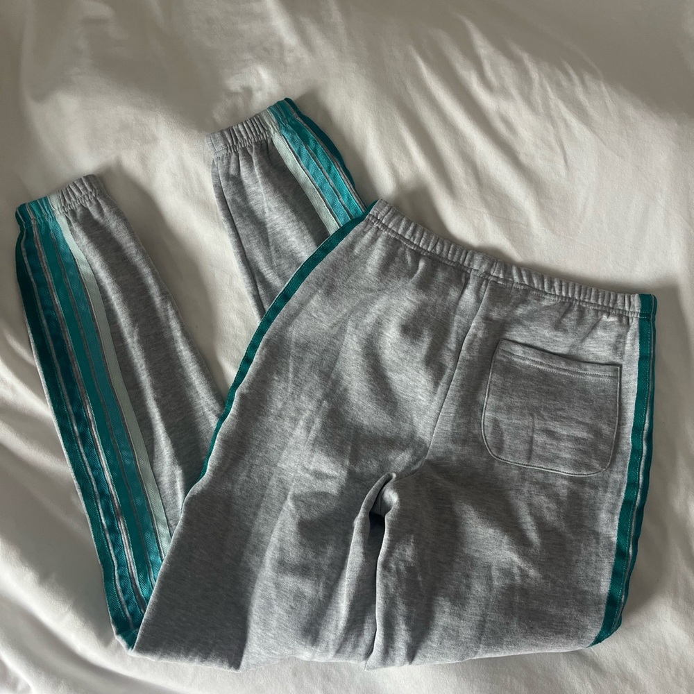 Gray Joggers with Teal Stripes - Picture 2 of 3